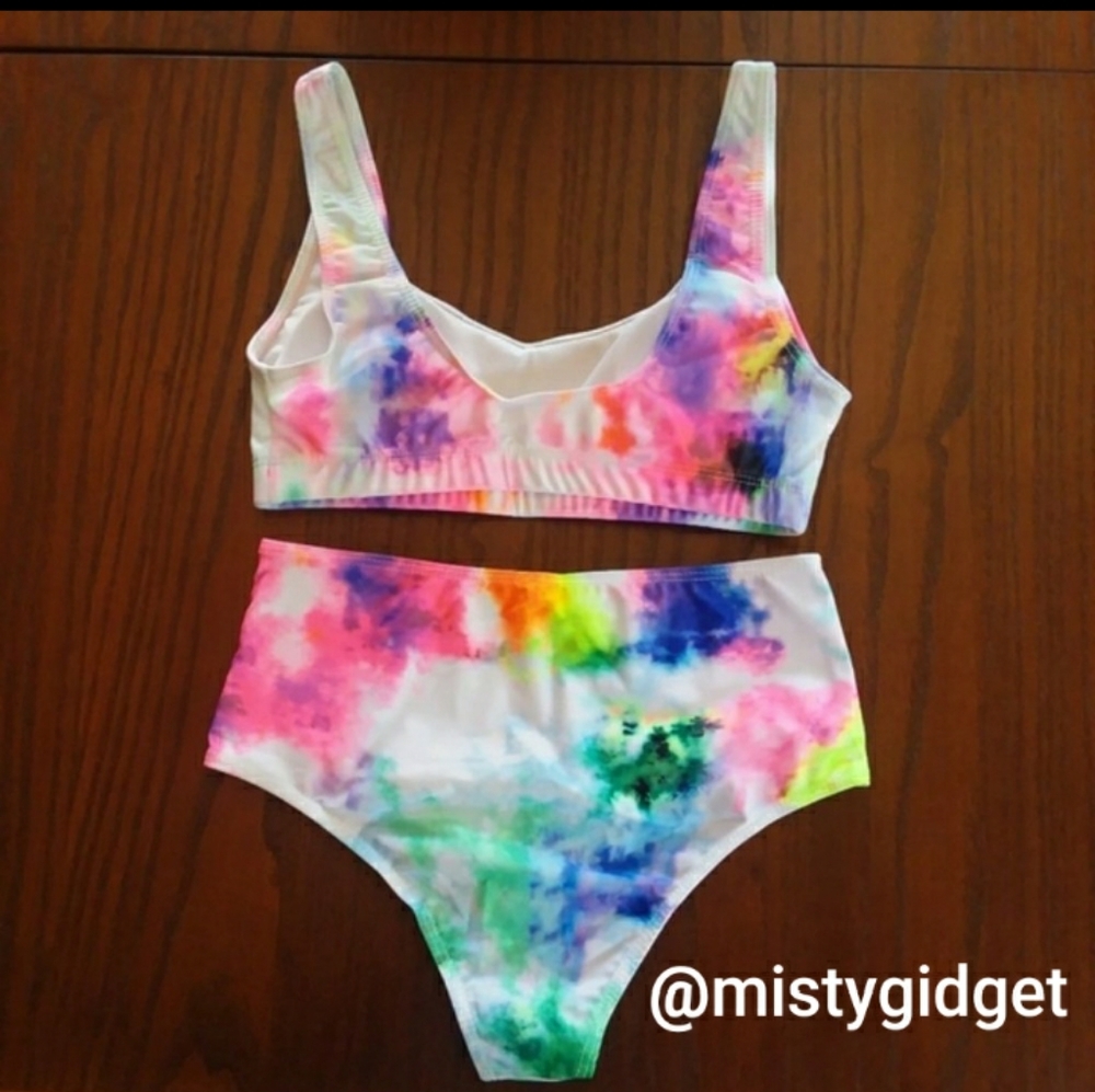 Tie Dye Bikini High Waisted Swimsuit Multicolor - Picture 6 of 8